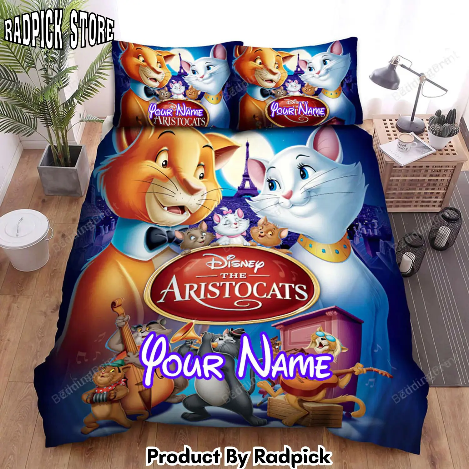 Radpick the aristocats 28197029 movie poster 3 bed sheets duvet cover personalized name bedding sets rp3271434